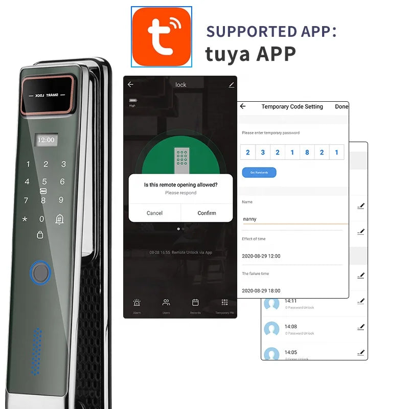 Factory Price Home Security Fingerprint Lock WIFI Door Tuya Zigbee Digital Biometric RFID IC Smart Door Lock With Doorbell