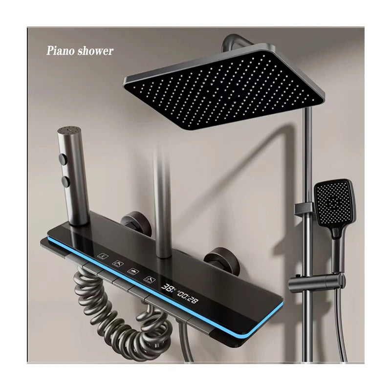 Shower System Single-Handle Ceramic Valve Rain Shower Faucet Soft Gun Grey Polished Multifunctional Pressurized Metered Faucets