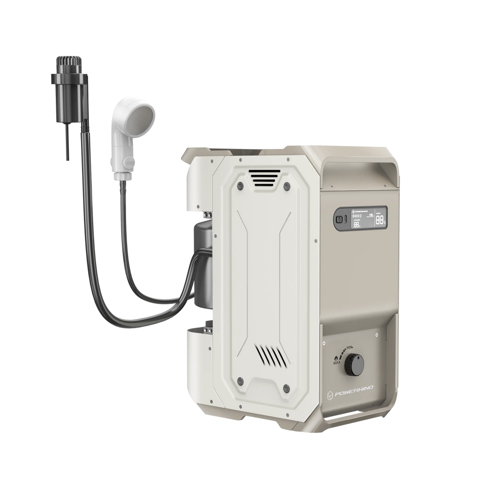 Powerhino Factory Wholesale Rechargeable Portable Waterproof Metal Shell Gas Tankless Water Heater RV Outdoor Camping Shower All