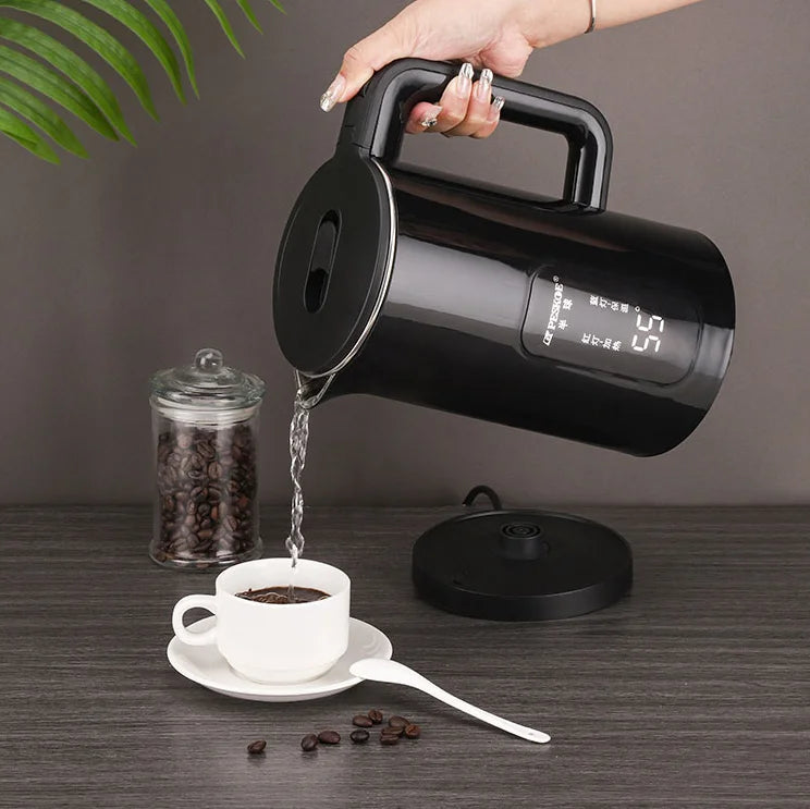 2L Stainless Steel Electric Kettle LED Temperature Constant Water Smart Boiling Anti-Scald Automatic Power-Off for Hotels