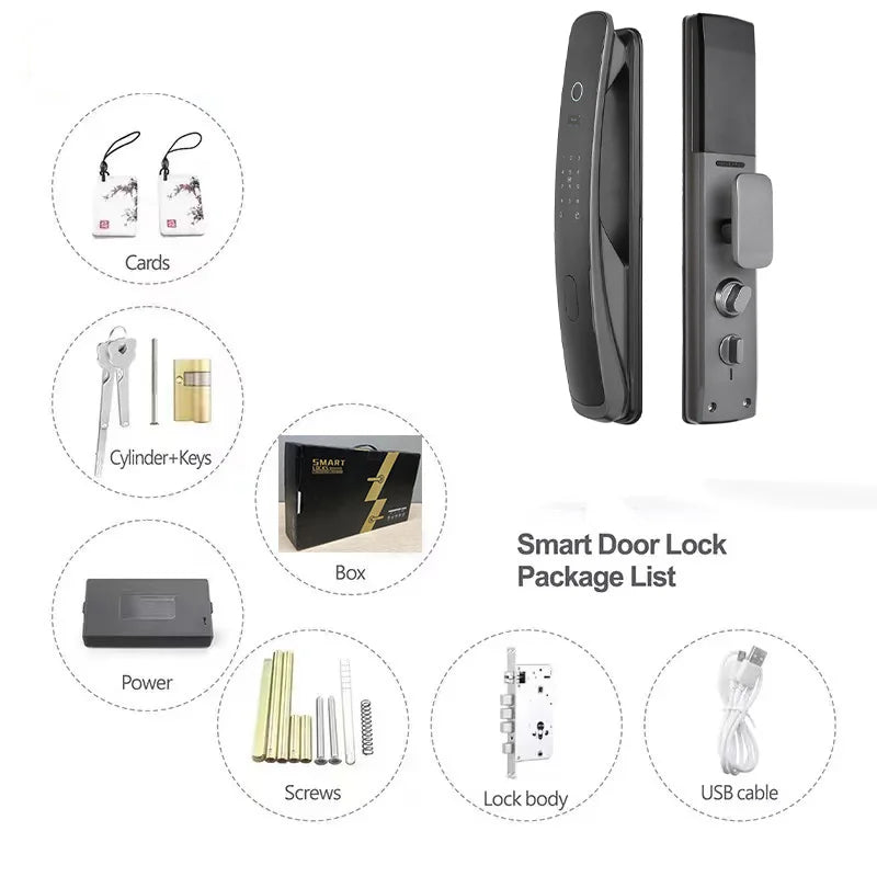 Handaily Security Wifi Tuya App Temporary Password RFID Card  Electronic Digital Fingerprint Smart Door Lock