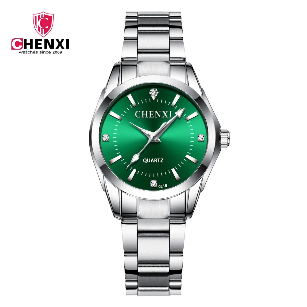 CHENXI Brand Couple Watch Luxury Women's Casual Watches Waterproof Watch Women Fashion Dress Rhinestone WristWatch CX021B