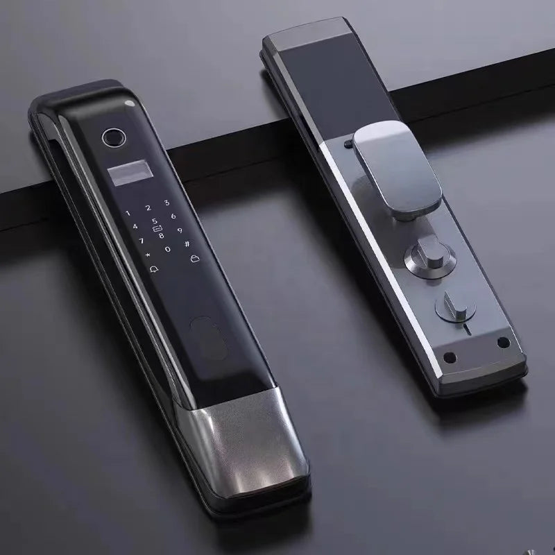 Tuya Wifi Smart RFID Biometric Door Lock Aluminum Alloy Keyless Push Pull Feature for Wood Door Memory Card Data Storage Option