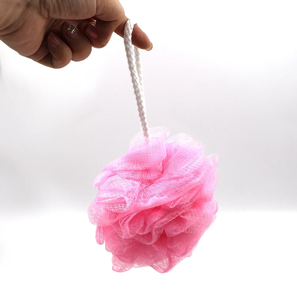 50g PE Shower Bath Sponge Mesh Pouf Body Scrubber Exfoliating Loofah Ball for Women Men Spa Skin Cleaning Hanging Rope