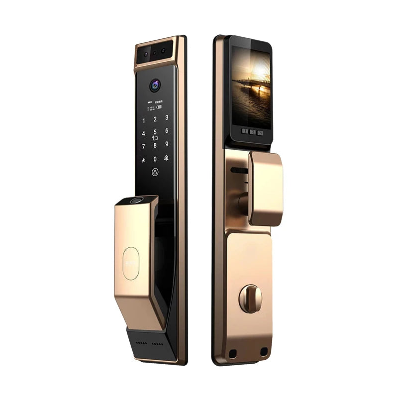 Taichen Fully Automatic Face  Smart Door Lock Camera Fingerprint Password Card Key Unlock  WiFi Door Lock