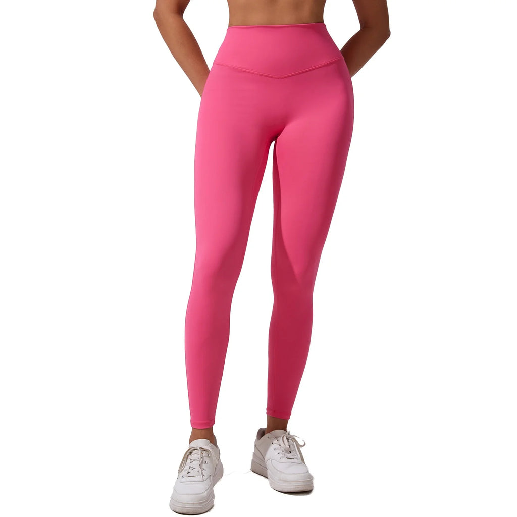 New European American High-waisted Peach-butt Yoga Pants Women Cloud-like Butt-lifting Sports Leggings Breathable Solid No