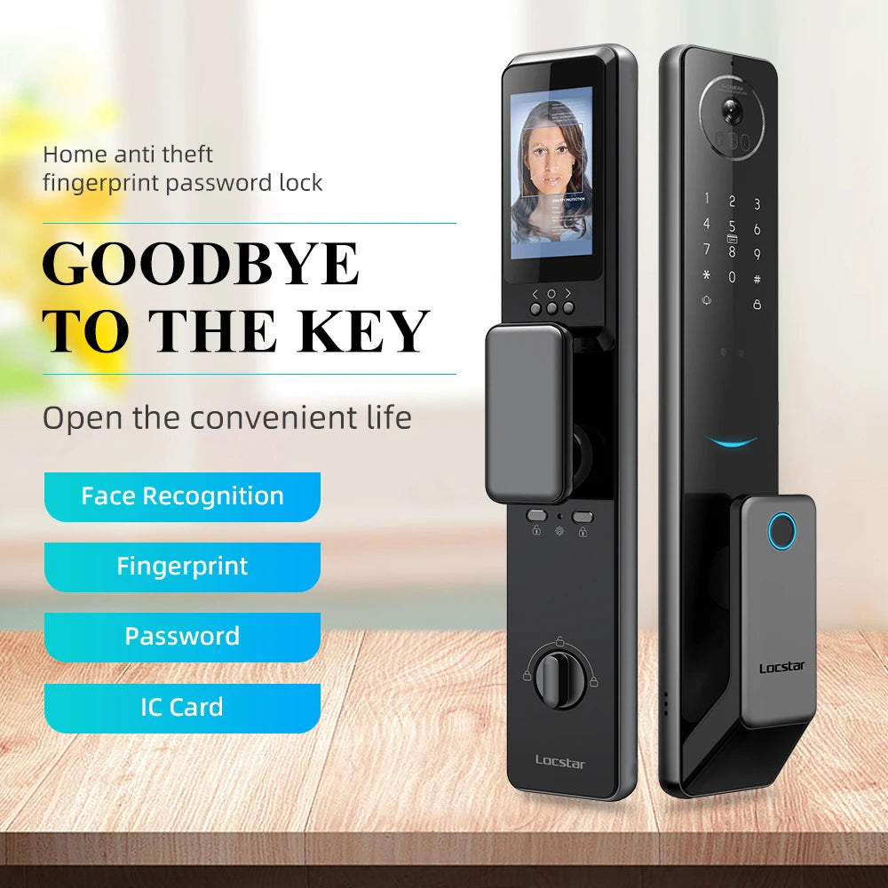 Hot Seller Cerradura Inteligente Waterproof Outdoor Face Id Tuya Wifi Fingerprint Smart Door Lock With 3D Face Recognition