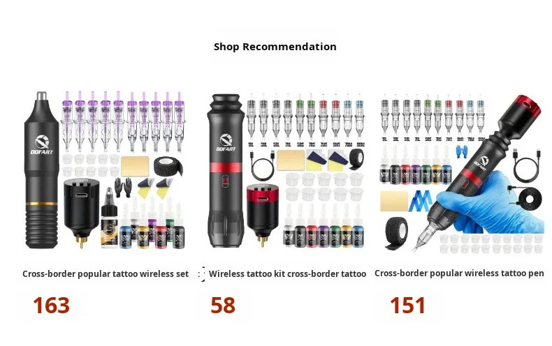 Cross-Border Hot-Selling Wireless Rocket Tattoo Pen Set LED Screen Display Rechargeable Battery 0.1V Adjustable Aluminum WTK-106