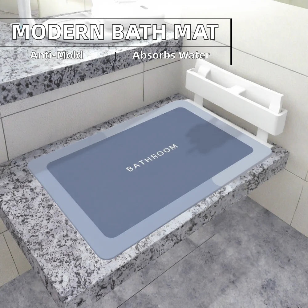 Modern Luxury Shower Non-slip Absorbent Antimicrobial Polyester Bath Mat for Home & Hotel Bathroom/Door Mat