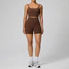 Women's High Waist Tummy Control Yoga Shorts Leggings Twist Backless Sports Bra 2 Piece Gym Fitness Set Workout Sportswear Suit