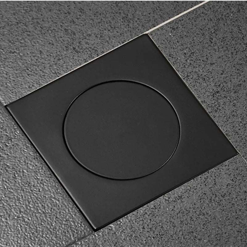 Silver/Black Floor Drain Brass Square Pop Up Floor Drain-Floor Cover Shower Room Push Down Drain Plug Anti-odor Shower Drain