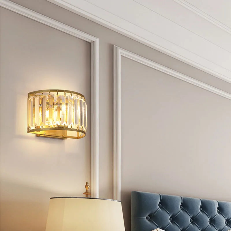 Modern Light Luxury Crystal Wall Lamp Bedroom Bedside Simple Atmosphere Living Room Background Minimalist Room Lighting