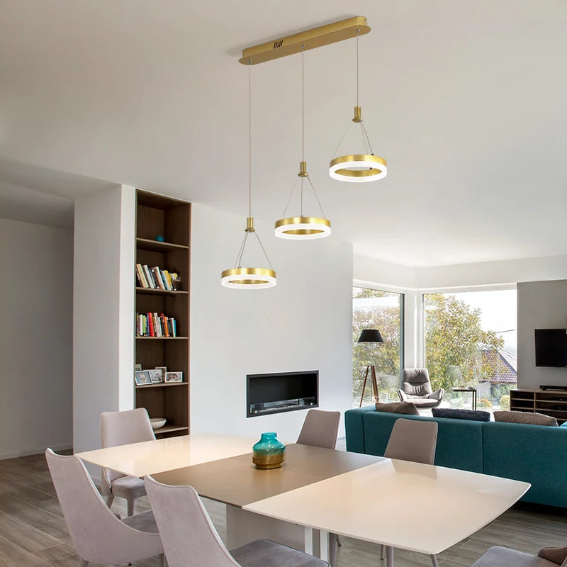 postmodern lamp White Black LED nordic minimalist lamp For Dining Kitchen Room remote control acrylic ring pendant lighting