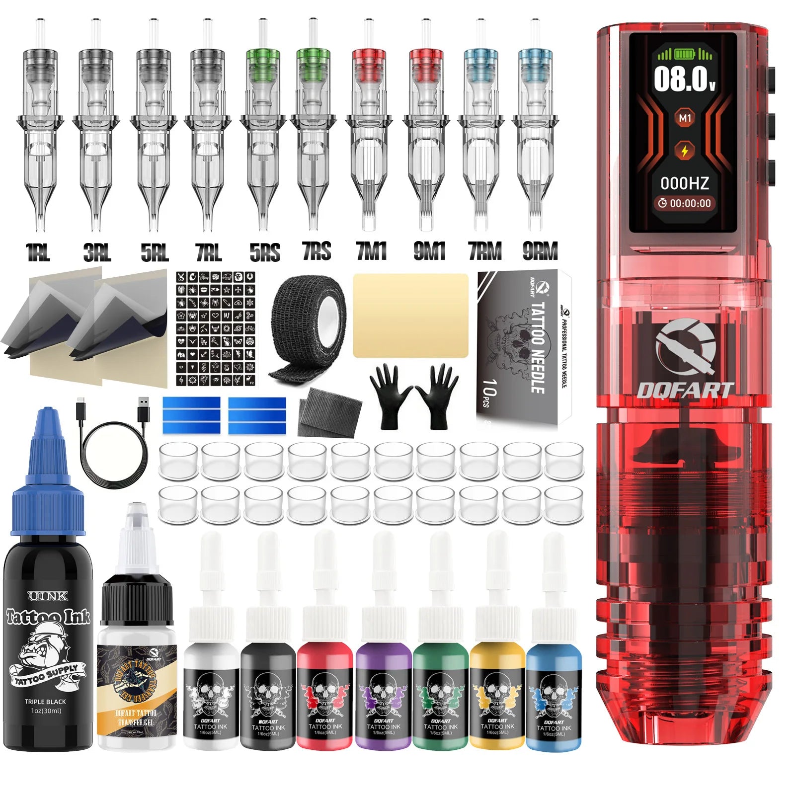 DQFART Cross-Border Bestseller Wireless Tattoo Kit Beginner-Friendly All-in-One Rechargeable Machine Outlining Shading Model