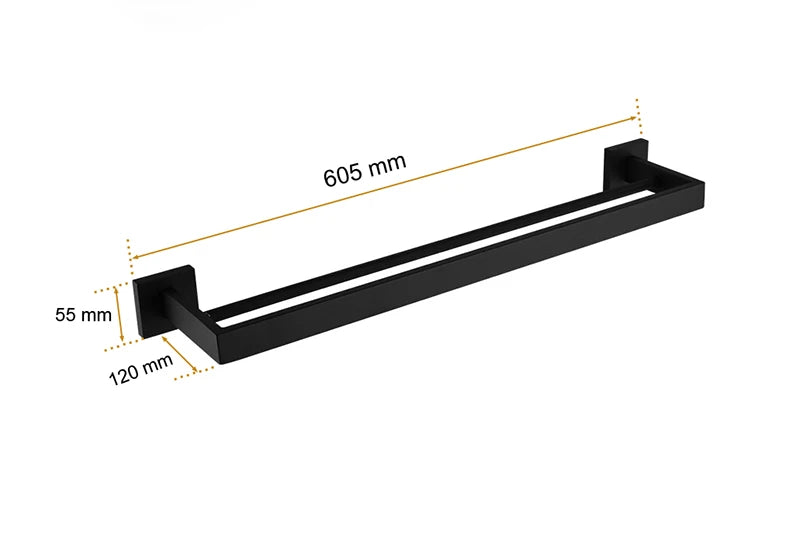 Matt Black Bathroom Hardware Set Kit Accessories Wall Shelf Towel Bar Rack Rail Robe Hanger Toilet Brush Roll Paper Holder Dish