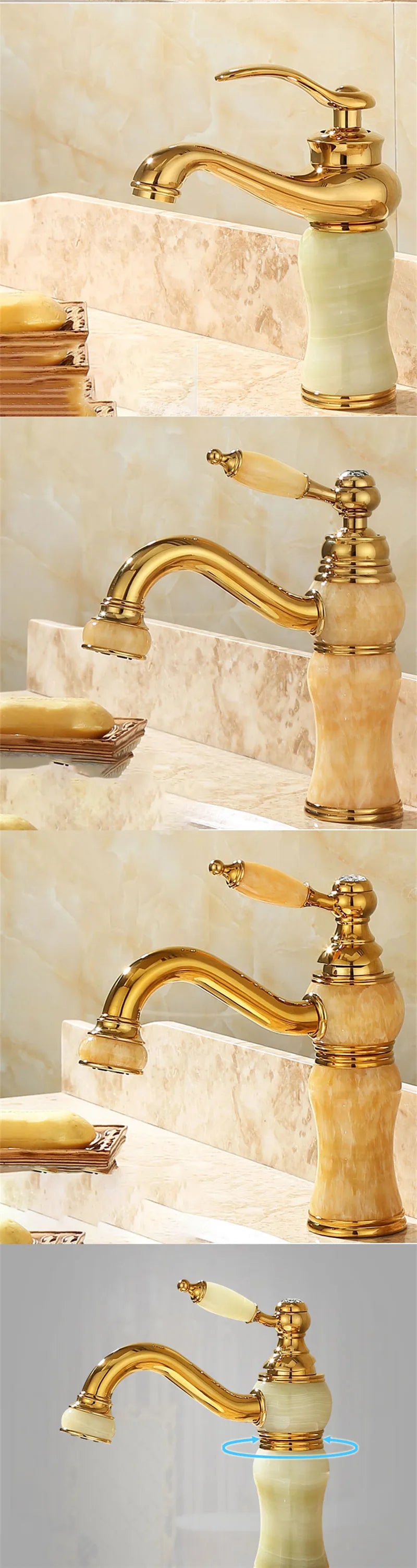 Bathroom Faucet Brass and Jade faucet Bathroom Basin faucet Sink Mixer Tap Gold Sink Faucet Bath Basin Sink Faucet