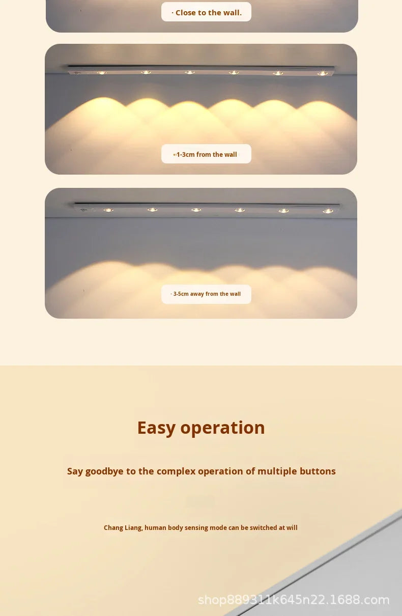 USB Rechargeable Ultra-thin Intelligent Human Body Sensing Wardrobe Light LED Long Cabinet Light Sensing Light