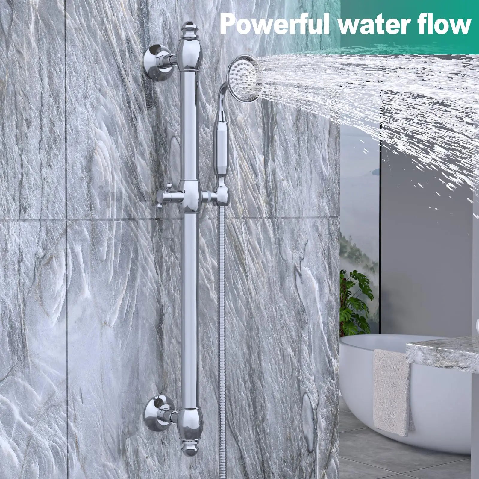 Brass Polished Chrome Concealed Shower System Bathroom Slide Bar Rainfall Shower Set
