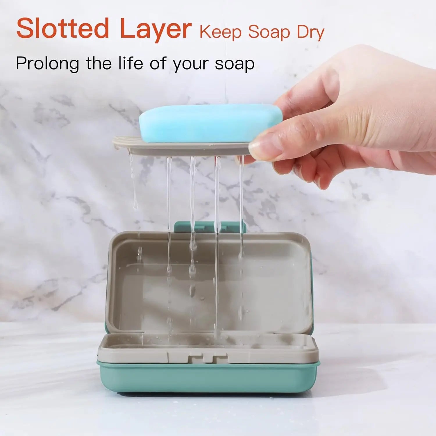 Quatish Bar Soap Holder Dish 1 Pack for Shower, Travel Soap Case with Lid for Gym, Camping Essentials, Hiking