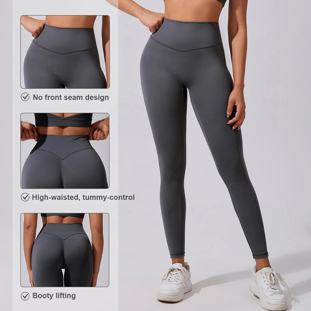 Quick Dry Tummy Control Workout Gym Leggings High Waisted Yoga Pants Booty Lifting Long Tights Women Four-Way Elastic Waist