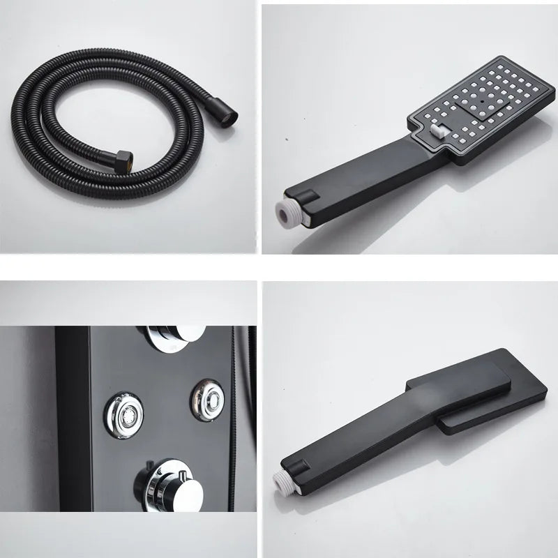 Contemporary LED Light Hydroelectric Shower Screen Stainless Steel with Temperature Display Soft Rain Spray Pattern