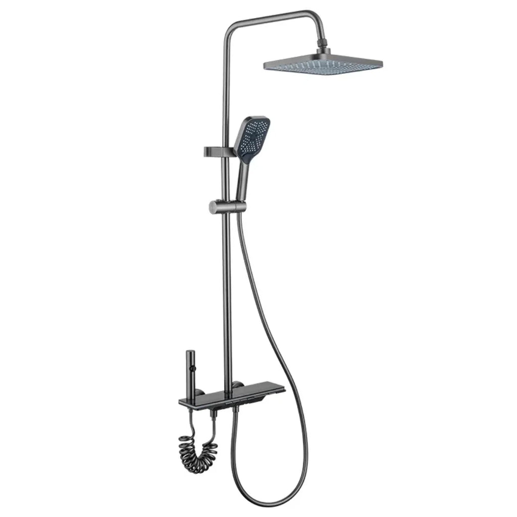 Smart Digital Thermostatic Faucet for Luxury Hotels Single Handle Wall-Mounted Ceramic Valve Rain Shower 3 Massage Jet Pause