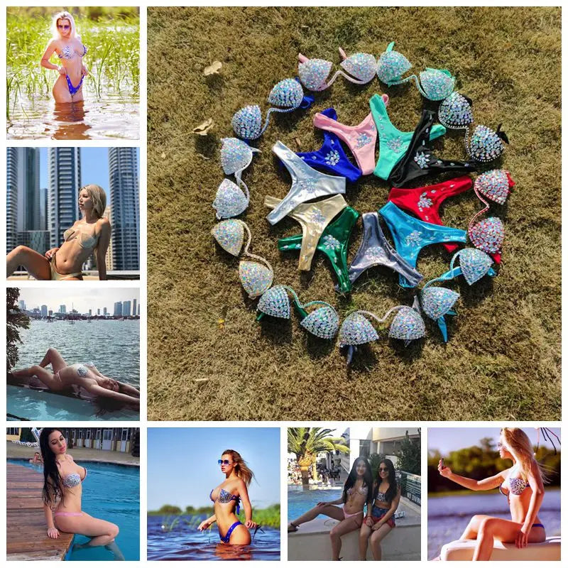 2020 10colors diamond bikini crystal bikini swimwear plus  sizes bikini rhinestone bikini swimsuit sexy  beachwear biquini