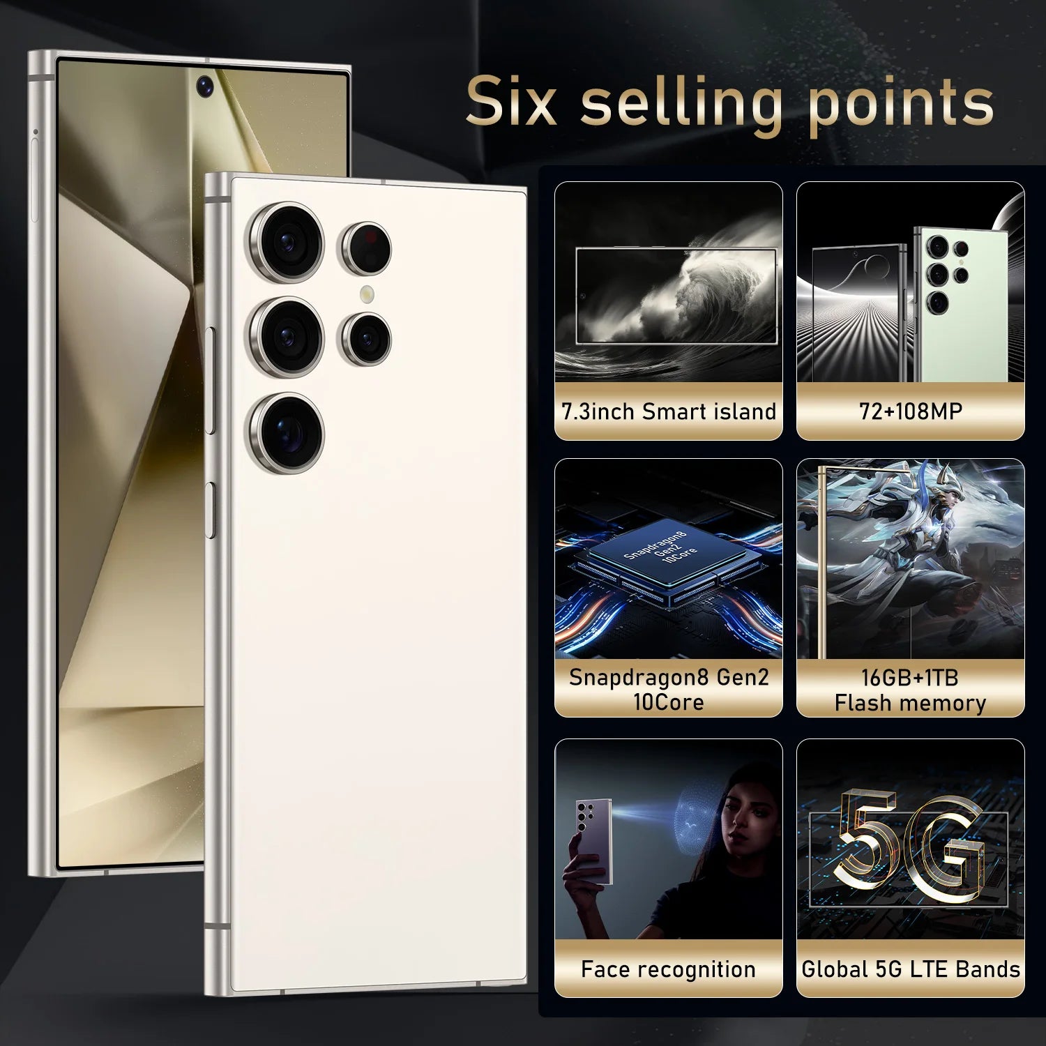 New Fashion HX-Cellphone 0riginal S24 Ultra 16gb+1tb Smartphone 7.3inch Unlocked Dual Card 5g Phones Android 13.0 Mobile Phones