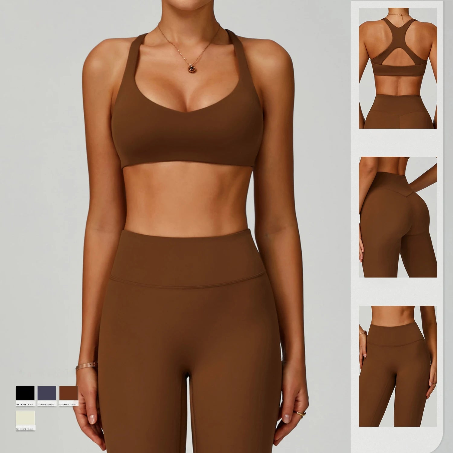 Women's Sustainable Reversible Open-Back Running Outfit XL Sports Wear Recycled Fabric Yoga Set 3-Piece MOQ for Exercise