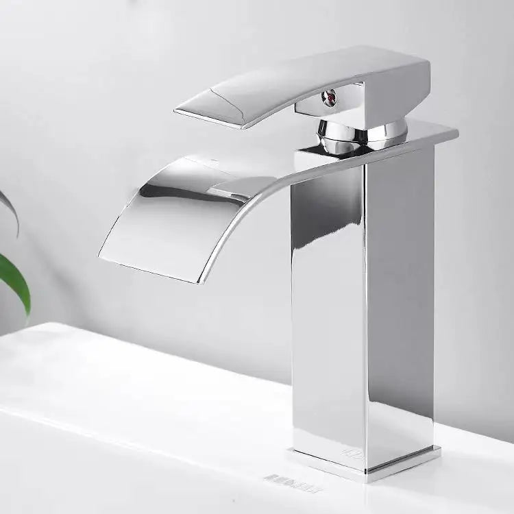 Chrome Waterfall Bathroom Faucet Lavatory Single Handle Stainless Steel  Bathroom Sink Faucet Washbasin Faucet for Bathroom