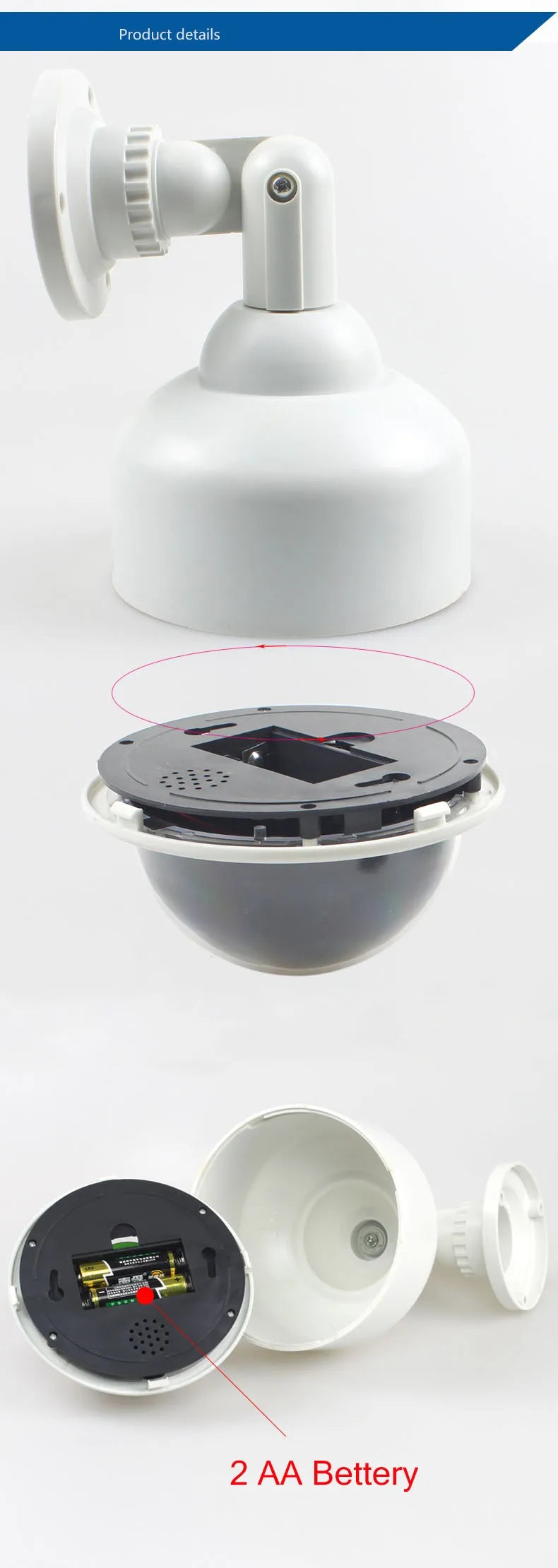 Creative White Dummy High Speed Spherical Camera Flashing LED Fake Dome Camera CCTV Surveillance Security System Indoor Outdoor