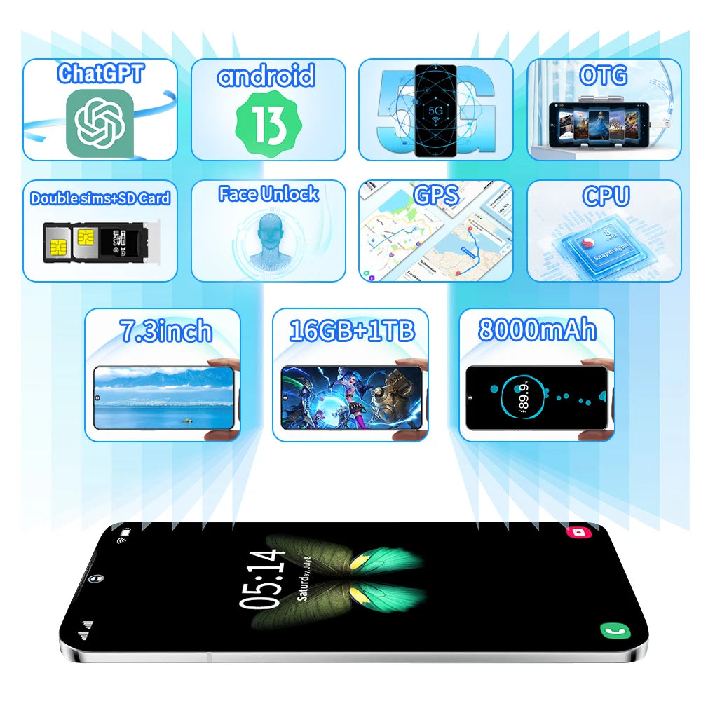 New Arrival S30ultra 5g Phone 7.3 Inch 16gb + 1tb Android Smartphone Android 13 Mobile Phones Wholesale