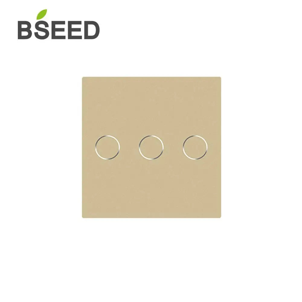 BSEED Wall Light Switches Small Glass Panel Parts 1/2/3Gang White Black Gold Touch Switches Crystal Parts 47mm