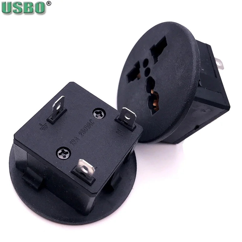 1PCS Black industry multi-functional PDU UPS outlet 3P Elcectrical 250V 13A US EU UK universal electrical AC power socket