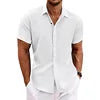 Men's Linen Short-Sleeved T-shirt Loose Undershirt Solid Color Cotton and Linen Shirt Men's Beach Plus Size Men's Shirt