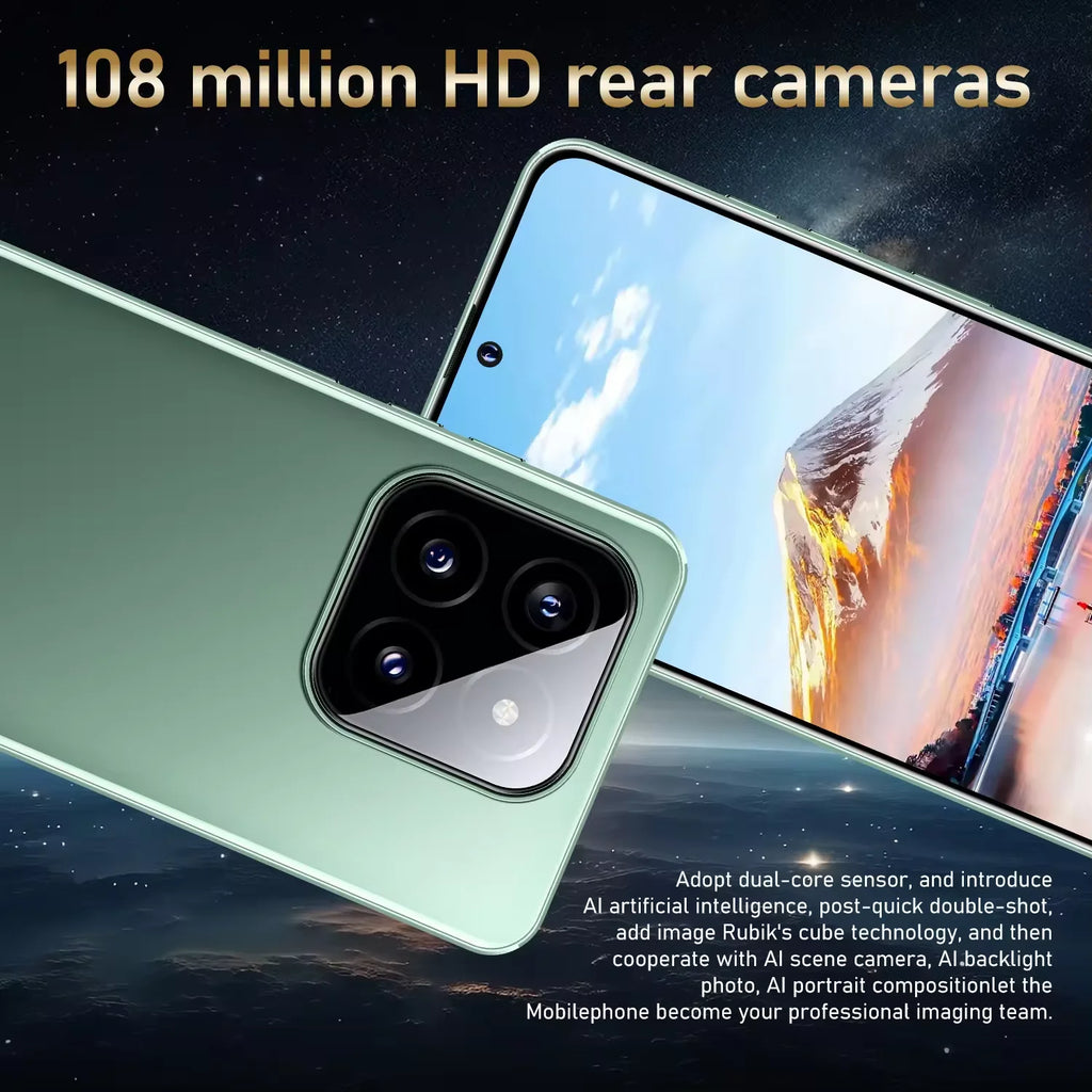 Newest Design M14 Pro Cheap Cell Phones 7.3inch 16GB+1TB 8000mAh 72+108MP WCDMA LTE 5g Smartphone Support Multi Language