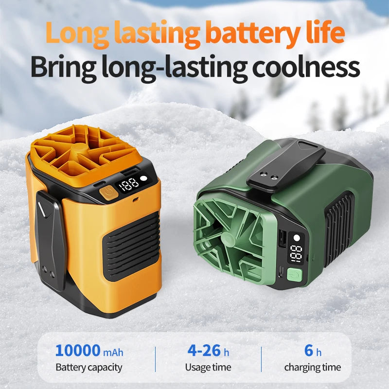 Turbo Waist Fan 6000mAh Rechargeable Portable Cooling Fan Hands Free Clip Fan High Speed Air Circulator for Camping Work