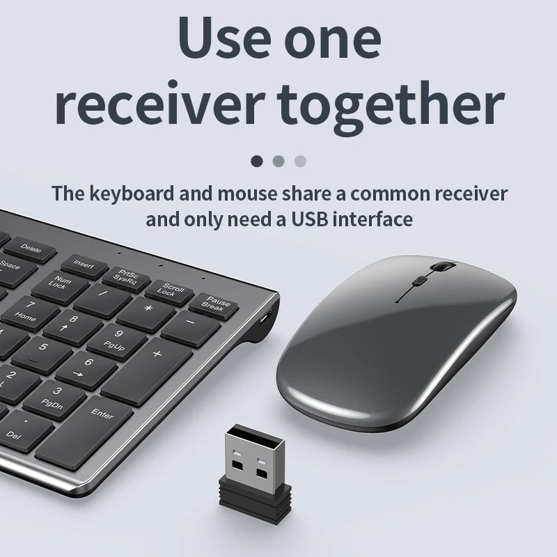 Wireless Rechargeable Optical Plastic Keyboard Mouse Combo with USB Interface New & Compatible with All Computers