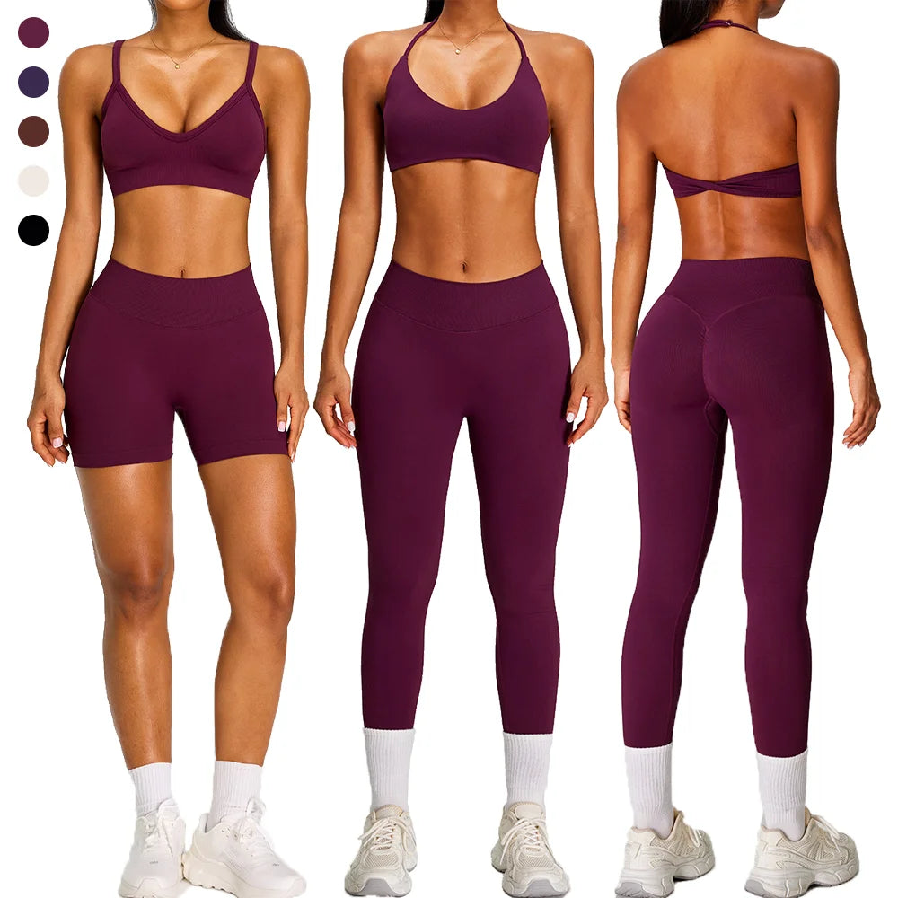 Women's Scrunch Butt Gym Shorts Seamless Wear Sport Women Breathable Yoga Pants Adjustable Sport Bra