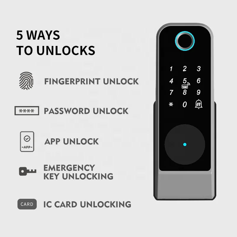 Waterproof Double Sides Rim Lock Tuya Wifi App RFID Digital Smart Fingerprint Door Lock for Outdoor Gate Front Door