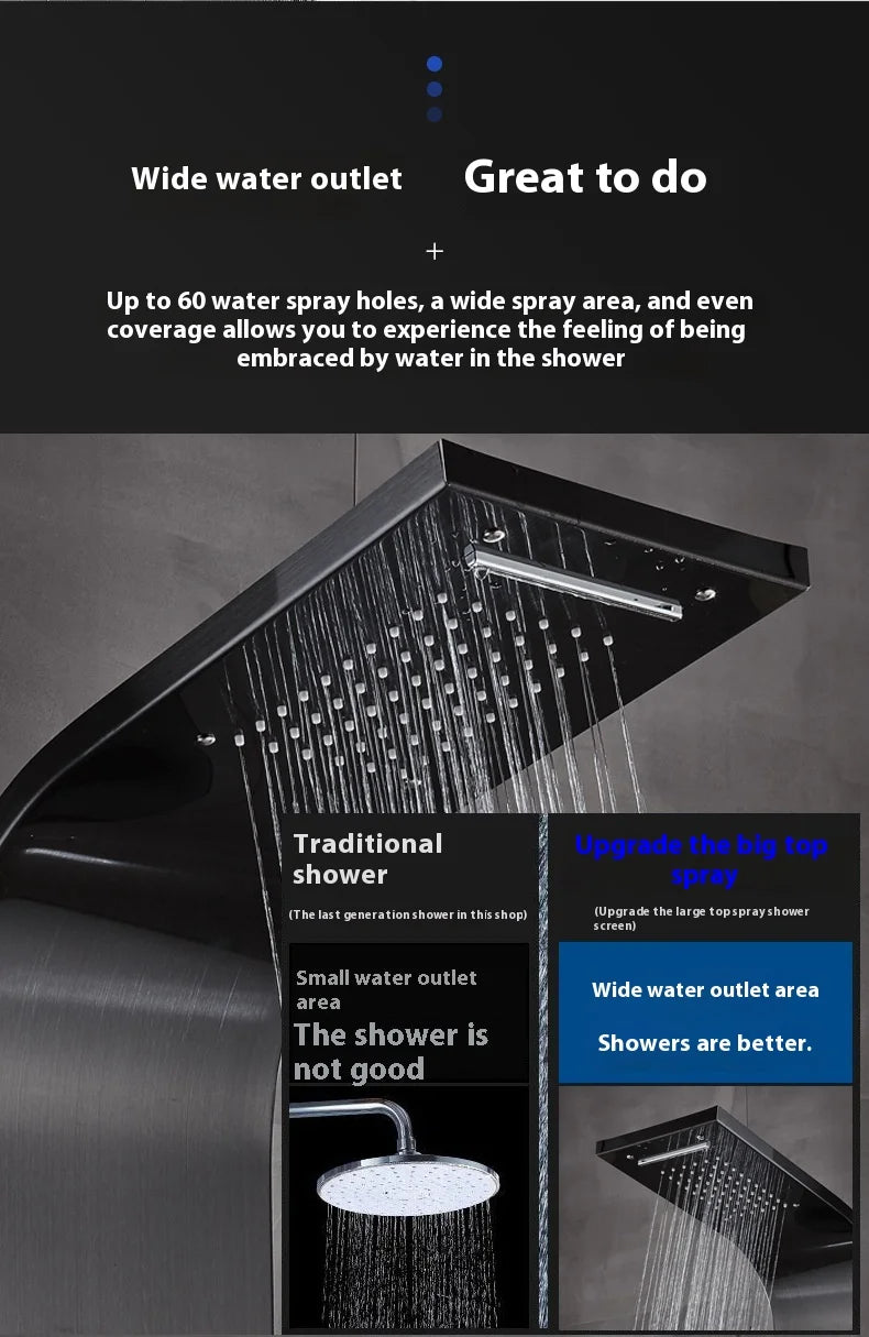 European Gold 304 Stainless Steel Intelligent Digital Display Shower Screen Brushed Finish Ceramic Direct Bathroom Faucets