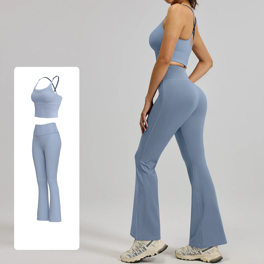 Wholesale Custom Logo Sportswear Set Sweat-wicking High Waisted Butt Scrunch Workout Set for Women Yoga Fitness Gym