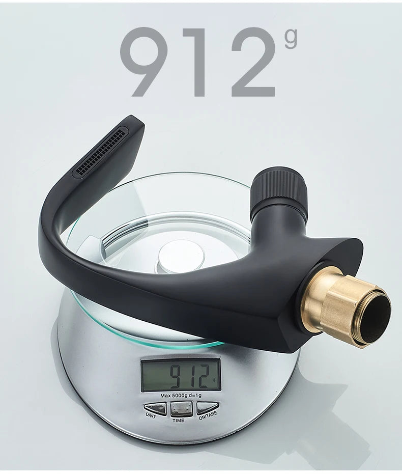 Black Faucet Bathroom Sink Faucets Hot Cold Water Mixer Crane Deck  Mounted Single Hole Bath Tap Chrome Finished ELM457