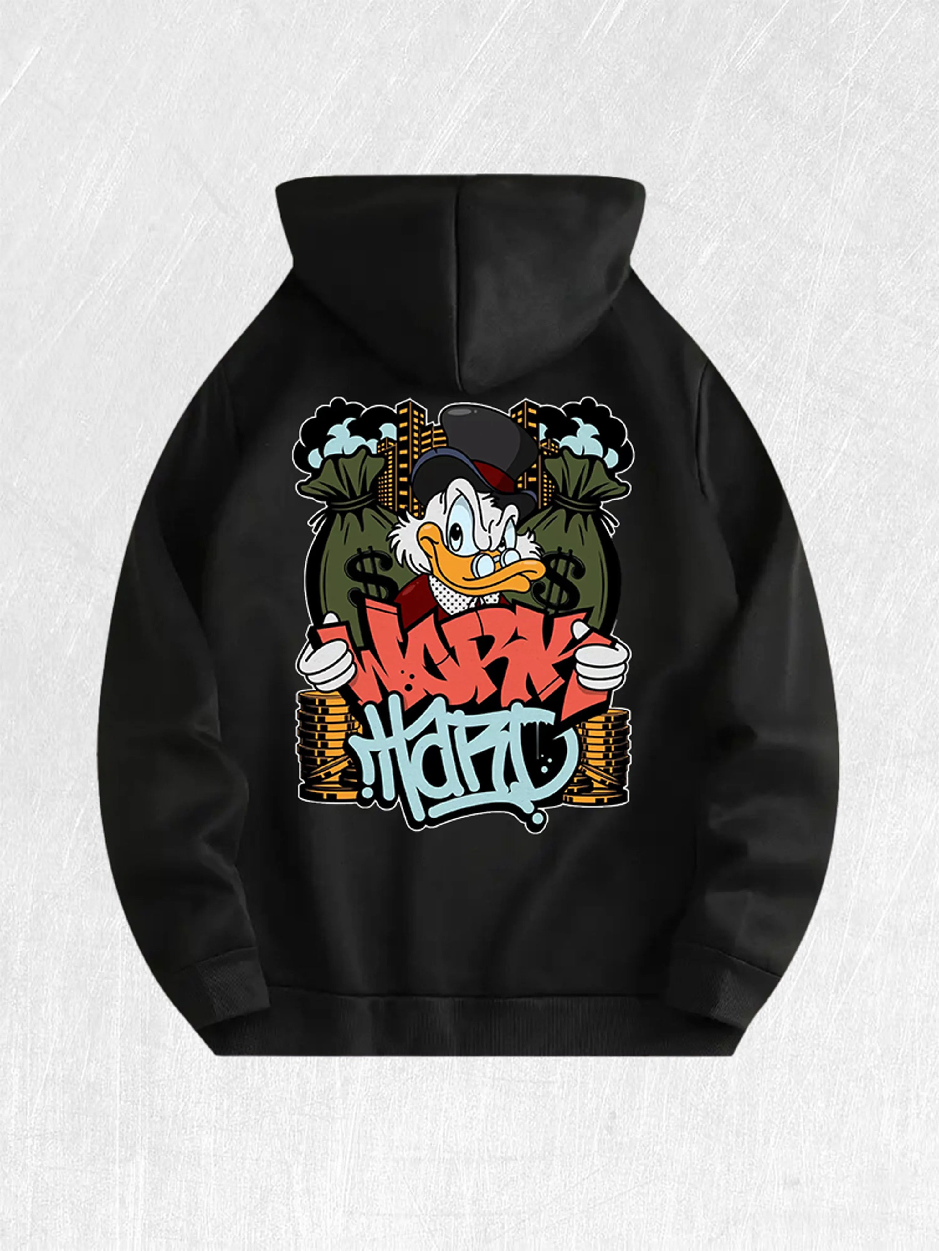 Work Hard  Duck Graphic Hoodie 100% Cotton US Warehouse 7 Colors