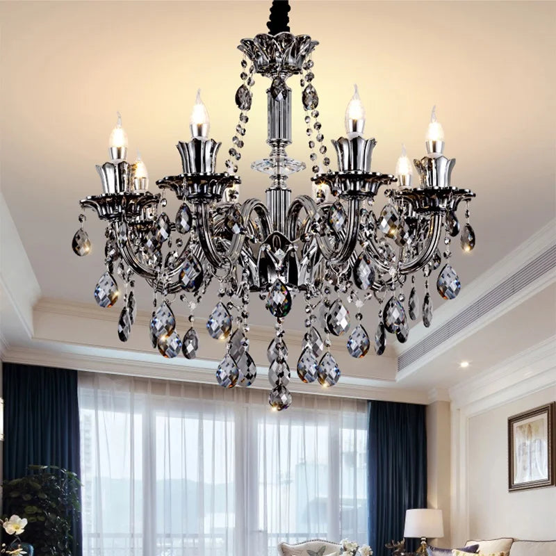Modern Candle Crystal Lamp Living Room Large Crystal Chandelier Lighting Modern Atmosphere Restaurant Bedroom Hanging Lamps