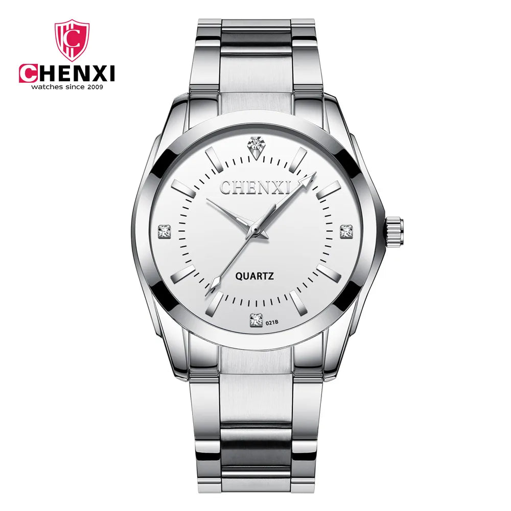 CHENXI Brand Couple Watch Luxury Women's Casual Watches Waterproof Watch Women Fashion Dress Rhinestone WristWatch CX021B
