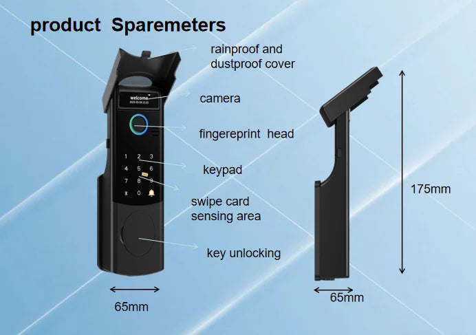 Coded Entry Bt Automatic Electric Aluminium Combination Digital Double Side Fingerprint Front Door Iron Garden Gate Lock