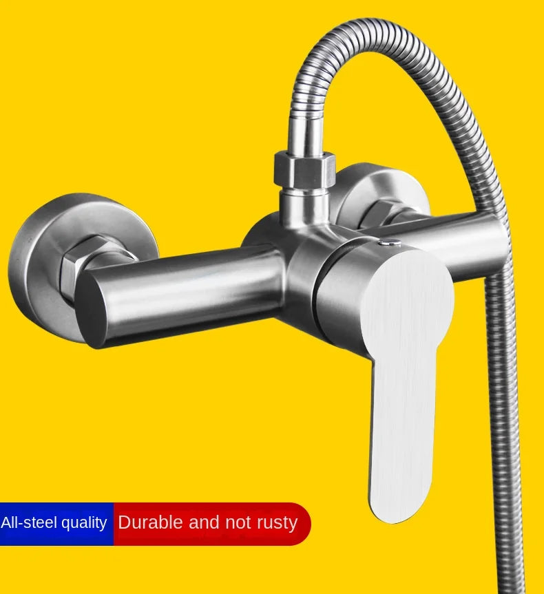 Single Handle Stainless Steel Triple Mixing Wall Mount Shower Valve Rainy Soft Jet Brushed Surface Ceramic Core 3 Holes Modern