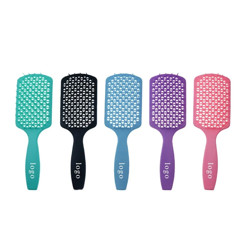 High Quality Customized Logo ABS Paddle Type Wet Vent Shower Detangling Hair Brush Plastic for Spherical Comb Hair Massage Comb
