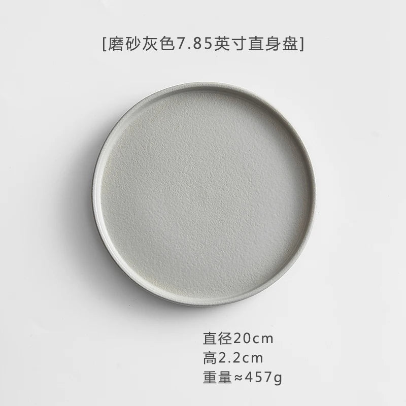 11 Inch Dinner Plate Black and White Ceramic Western Steak Ramen Plate Home Round Fruit Dessert Snack Plate Restaurant Tableware